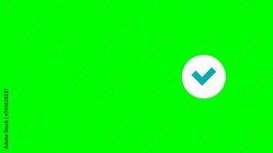 Yes and No check marks. Check box list icons set, green and red isolated on a green background. Icons appear one by one, on different sides of the screen. 2d flat animation. Alpha-channel. Chroma key