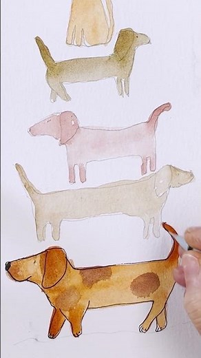 Quick and Easy Watercolor Project Idea! Dash off a Stack of Dachshunds for a Fun Card or Bookmark