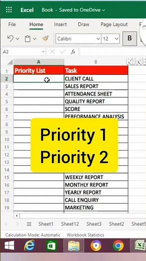 create priority list in excel #shorts #excel #exceltutorial