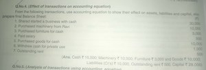 Q.No.4. (Effect of transactions on accounting equation)From t... | Filo