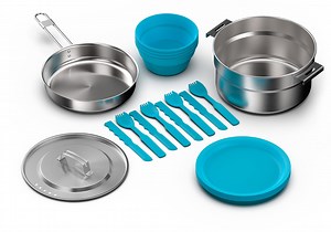 [Hot Item] Non-Stick Stainless Steel 4-Person 20-Piece Camp Cookware Set