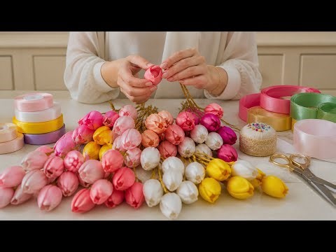 How to Make Satin Ribbon Tulips 🌷 | Easy Step-by-Step DIY for Beginners (Looks Real!)