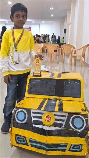 Transformer car #Fancy dress competition #Bumble bee #DIY Transformer costume #using cardboard