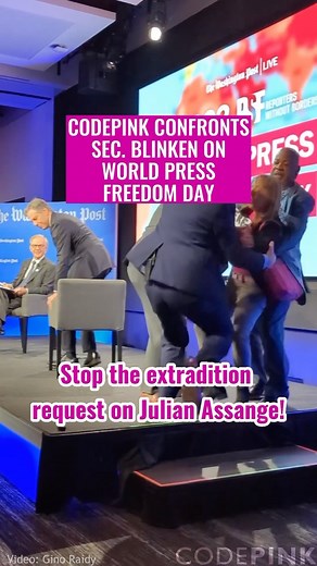 This #WorldPressFreedomDay we told @secblinken to #FreeAssange and get #JusticeForShireen! We can’t let our leaders pretend to support a free press while they punish whistleblowers and refuse to protect journalists! | CODEPINK: Women For Peace