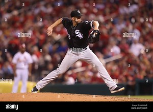 Chicago White Sox starting pitcher James Shields delivers a pitch to the St. Louis Cardinals in the fifth inning at Busch Stadium in St. Louis on May 1, 2018.   Photo by Bill Greenblatt/UPI Stock Photo - Alamy