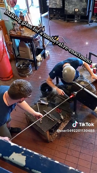 What's going down on the hotfloor? Medieval Reenactment glass Making! #skills The BBG Team www.bristol-glass.co.uk #bristolblueglass #handmade #Glass #handblownglass #glassmaking #blownaway #glassart #arts #craft #teamworkmakesthedreamwork