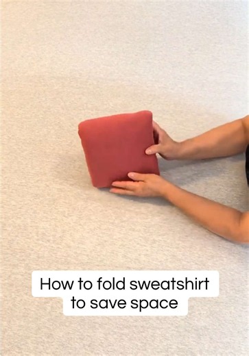 How to fold a sweatshirt small to save space. #foldinghacks #foldingclothes #sweatshirt #howtofold #folding