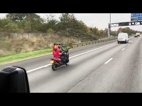 BMW C1 Crazy Motorcycle on M1 UK