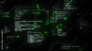 Computer hacker green code strings drag and drop overlay or background Stock Video