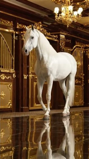 Royal Horse Walks on Mirror Floor 🐎✨ | Luxury
