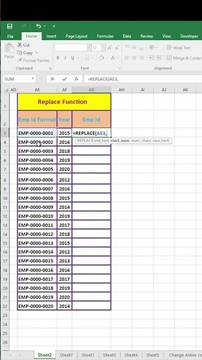 Replace Function in Excel