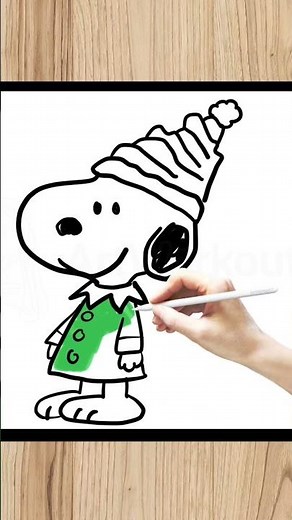 Easy Drawing of Snoopy Dressed as an Elf 🌟 | Step by Step for Kids