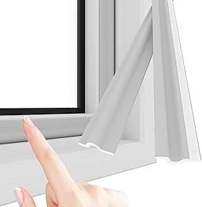 Window Draft Stopper Seal Strip, Self-Adhesive Foam Windows Weather Stripping, Window Insulation Sealer for Winter, Soundproof Draft Blocker Seal Strip for Door Bottom and Side Gap (10 FT, Grey)