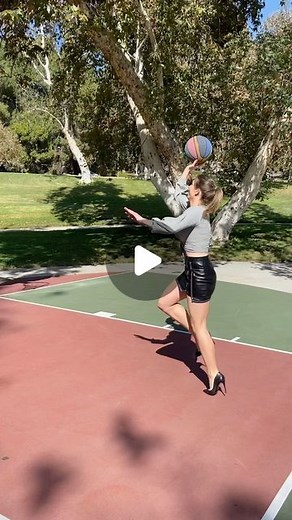 Kayla Ward on Instagram: "We can call it bowlsketball 😜 #basketball #trickshot #hoops #heels #reels"