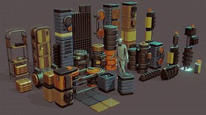 Retro Sci-fi Kitbash Teaser - 3D model by kanistra