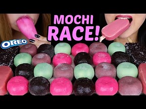 ASMR MOCHI ICE CREAM RACE! BIRTHDAY CAKE OREO ICE CREAM, RUBY CHOCOLATE ICE CREAM BARS 먹방