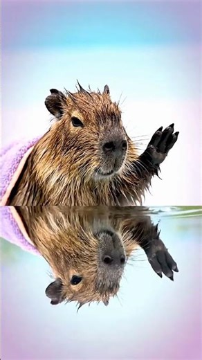Capy vs. Its Hyper Reflection — Cute Loop! #capybara #loop #cute #ASMR