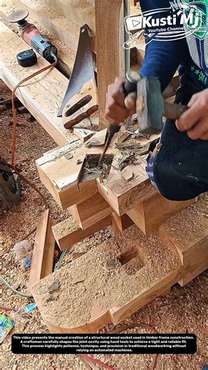 Creating Structural Wood Sockets by Hand | Traditional Frame Joinery Process.