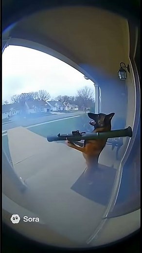 Who gave the dog a rocket launcher 😂 #ai #viral #dogs #dog #rocketlauncher #sora2 #fypシ #viral