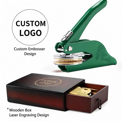 Custom Embosser Seal With Wooden Box • Personalized Logo & Book Embosser • Wedding Monogram Stamp • Notary or Company Seal Gift Set - Etsy