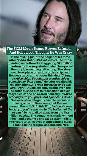 The $12M Movie Keanu Reeves Refused — And Hollywood Thought He Was Crazy