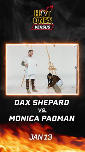 20K views · 89 reactions | He's an Armchair Expert but can he take the heat? Find out when Dax Shepard faces off with his Armchair Expert co-host Monica Padman on Hot Ones Versus!  Place your predictions below and tune in next Tuesday at 1 PM EST to see who takes home the coveted Chicken Wing Trophy ‍⬛ #HotOnesVersus | First We Feast | Facebook