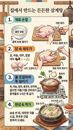 전문점보다 맛있는 삼계탕 만들기 4단계