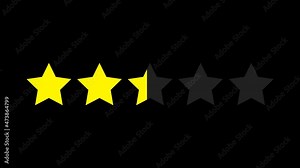 five star rating animation background 4k video. Animated five star rating on a white background. stars for rating the quality video