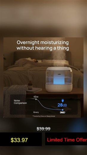 Dreo Humidifiers for Bedroom, 4L Top Fill for Large Room, 36H Runtime, 28 dB Quiet Supersized C