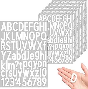 20 Sheet 1.5 Inch Letter and Number Stickers Self Adhesive Vinyl Letters Stick On Alphabet Stickers Big Font Mailbox Numbers for School Bulletin Board Poster Board Label Decor (White)