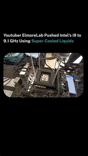 Technology. AI Tools & News. Artificial Intelligence on Instagram: "Overclockers cranked the Intel Core i9-14900KS to a blistering 9.1 GHz, setting a new world record for CPU speed. With 600 liters of liquid nitrogen and 100 liters of helium keeping it alive, this isn’t practical computing, it’s raw engineering madness and a preview of the future of performance. If you liked this content, don’t forget to like and follow @technowai Media: ElmorLabs/YT #computing #tech #future #technews #innovatio