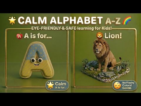 Calm Alphabet A-Z | Eye-Friendly 3D Animated Letters & Realistic Animals for Kids