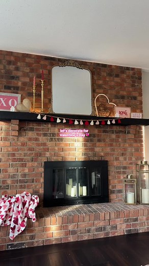 love love love decorating my mantle for all the holidays 💖 #valentinesdecor #mantledecor #fireplacemantle #cozyhomedecor #cozyhome #motherhoodjourney