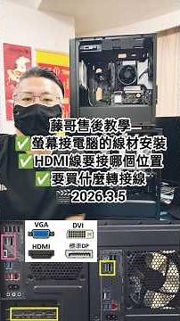螢幕接電腦的線材安裝說明/技嘉主機板Wifi天線安裝說明-藤小二(藤哥)「藤牌電腦」電腦組裝/電腦檢測/售後說明/Short短影片；藤哥新客戶必看影片！(2026/3/5）