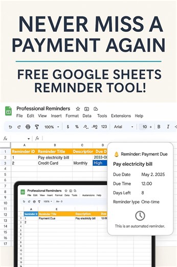 Google Sheets Reminder: Bills, Tasks, Payments (digital Planner) - Etsy