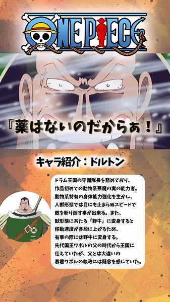 [ワンピース] 医療ために国王ワポルに逆らうドルトン