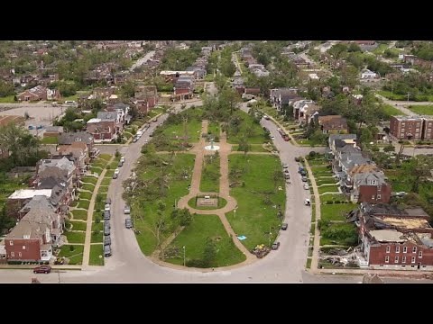 RAW: Drone video shows EF3 tornado damage in St. Louis neighborhoods