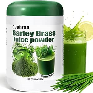 16oz Barley Grass Powder - Natural Green Powder, Made From Concentrated Juice, Without Gluten, No Additives, Ideal for Breakfast Tea, Juice, Green Smoothies, and Baking