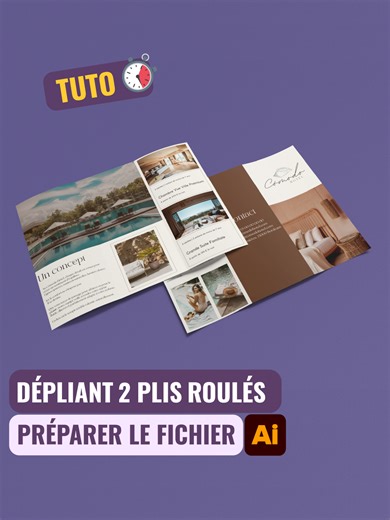 Un dépliant 2 plis roulés, ce n’est pas un simple A4 plié en trois. Le volet intérieur est plus petit. L’ordre des pages est inversé. Dans cette vidéo, je vous montre comment préparer votre fichier sur Illustrator sans erreur. #illustrator #printdesign #graphisme #impression #pao