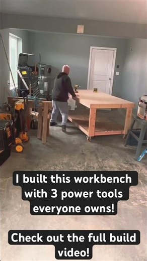I Built This EASY workbench With Only 3 Power Tools Most People Own, Full Video Out Now!