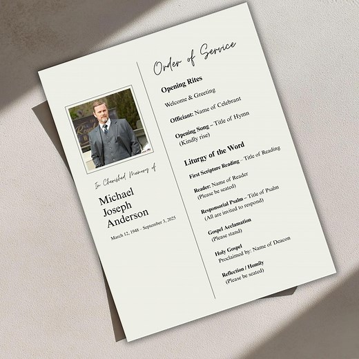 Catholic Funeral Mass Program Template – Editable Bifold Order of Service (digital Download) - Etsy