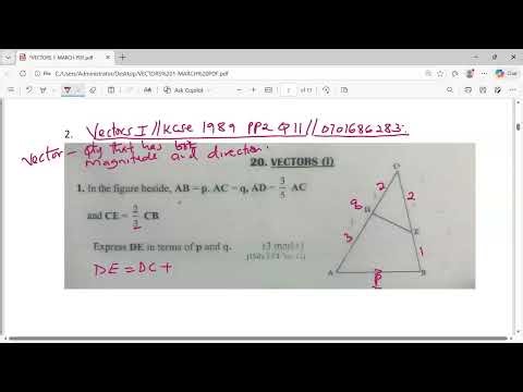 Vectors (I). K.c.s.e 1989 Mathematics pp2, Q.11.