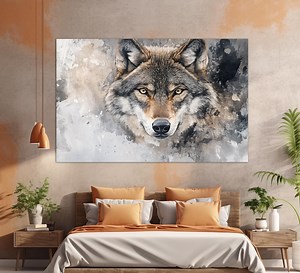 Large Wolf Painting Canvas Print, Abstract Wolf Painting, Wolf Canvas Print, Wolf Wall Art, Wolf Portrait, Wolf Poster - Etsy