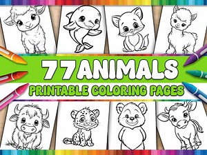 77 Animal Coloring Pages – Printable Activity Book for Kids (PDF) - Etsy UK