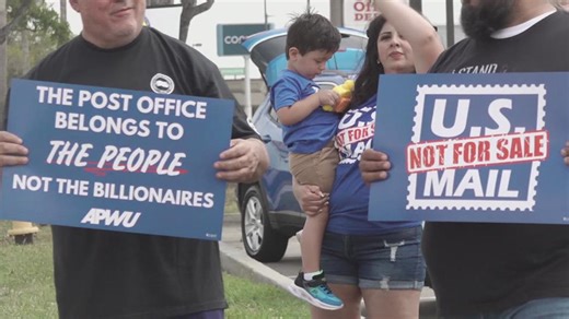 Local postal workers protest Trump's move to privatize USPS