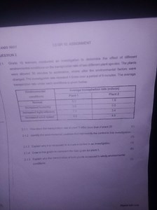 AW MAYLS GR 10: ASSIGNMENTUESTION 2Grade 10 learners conduct... | Filo