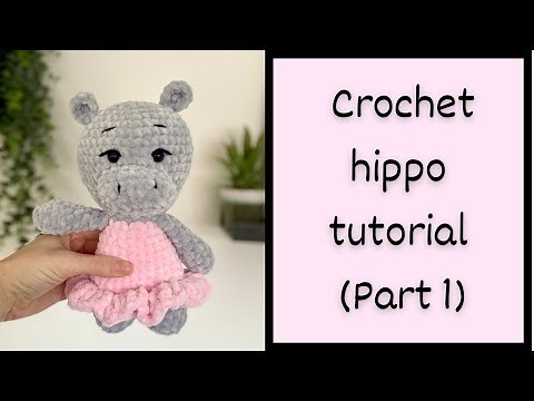 Easy crochet Hippo tutorial. Free amigurumi pattern step by step for beginners