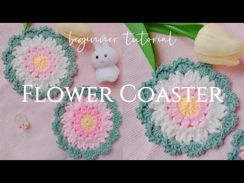 07. ✨How to crochet a stunning flower Coaster 🌸 beginner friendly Step-by-Step guide 🤍