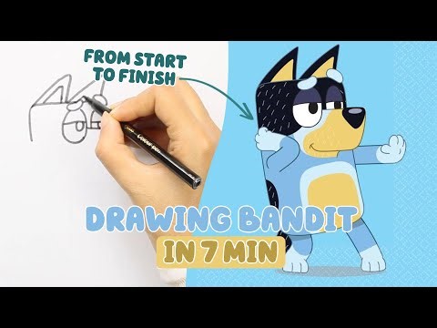 How to Draw Bandit Heeler (Bluey’s Dad) ✏️ | Step-by-Step Drawing with Fun Bluey Facts!