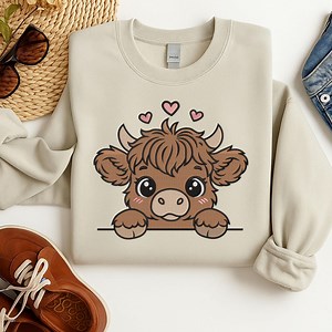 Highland Cow Embroidery Design, Cute Cow Applique, Kawaii Calf Embroidery, Farm Animal Stitch Pattern, Baby Cow Heart Embroidery - Etsy